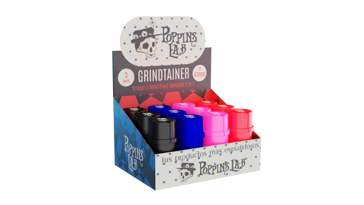 Grinder y contenedor anti-olor (Display 12uds) Poppins Lab